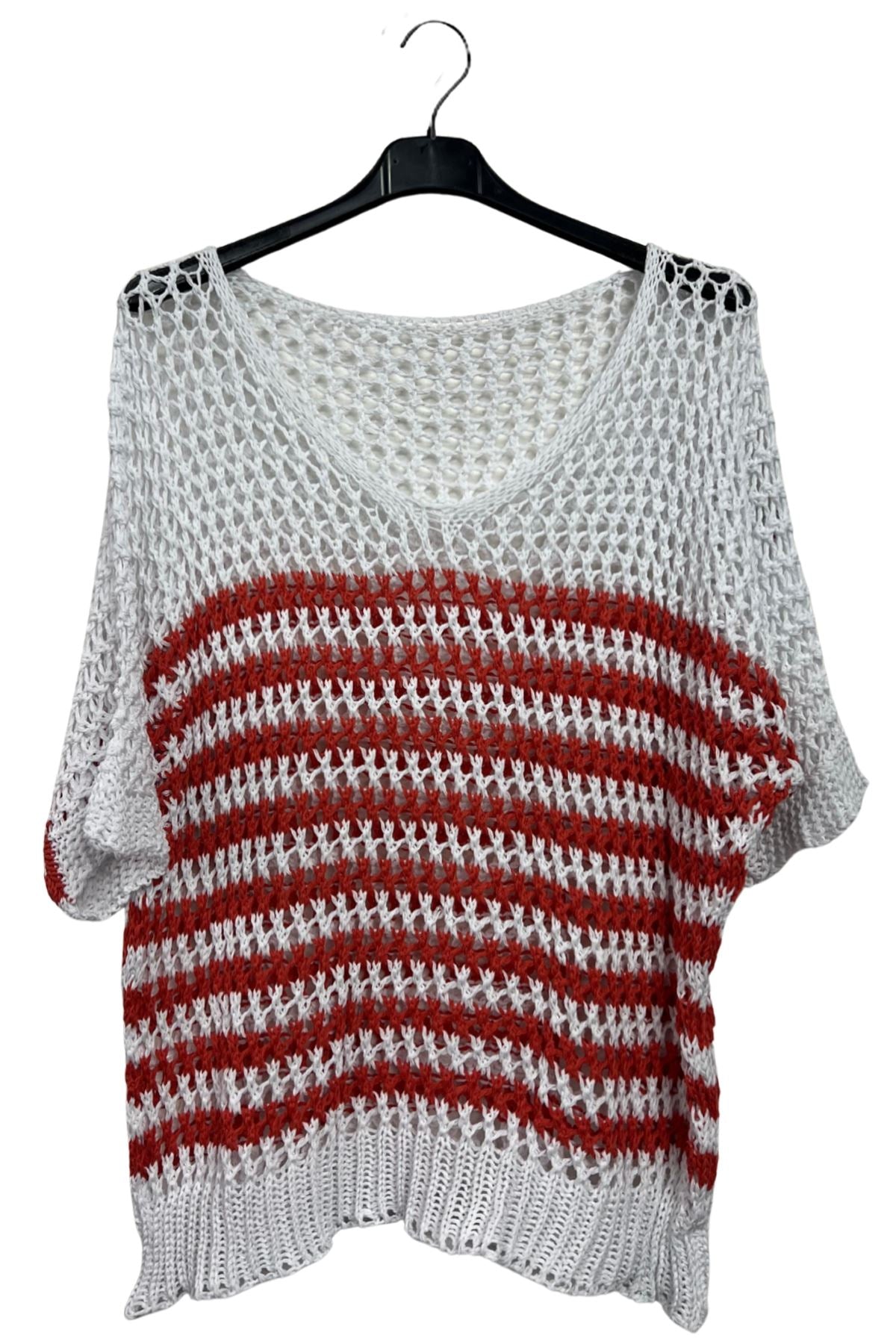 Horizontal Stripe Pattern Tunic Cotton Top