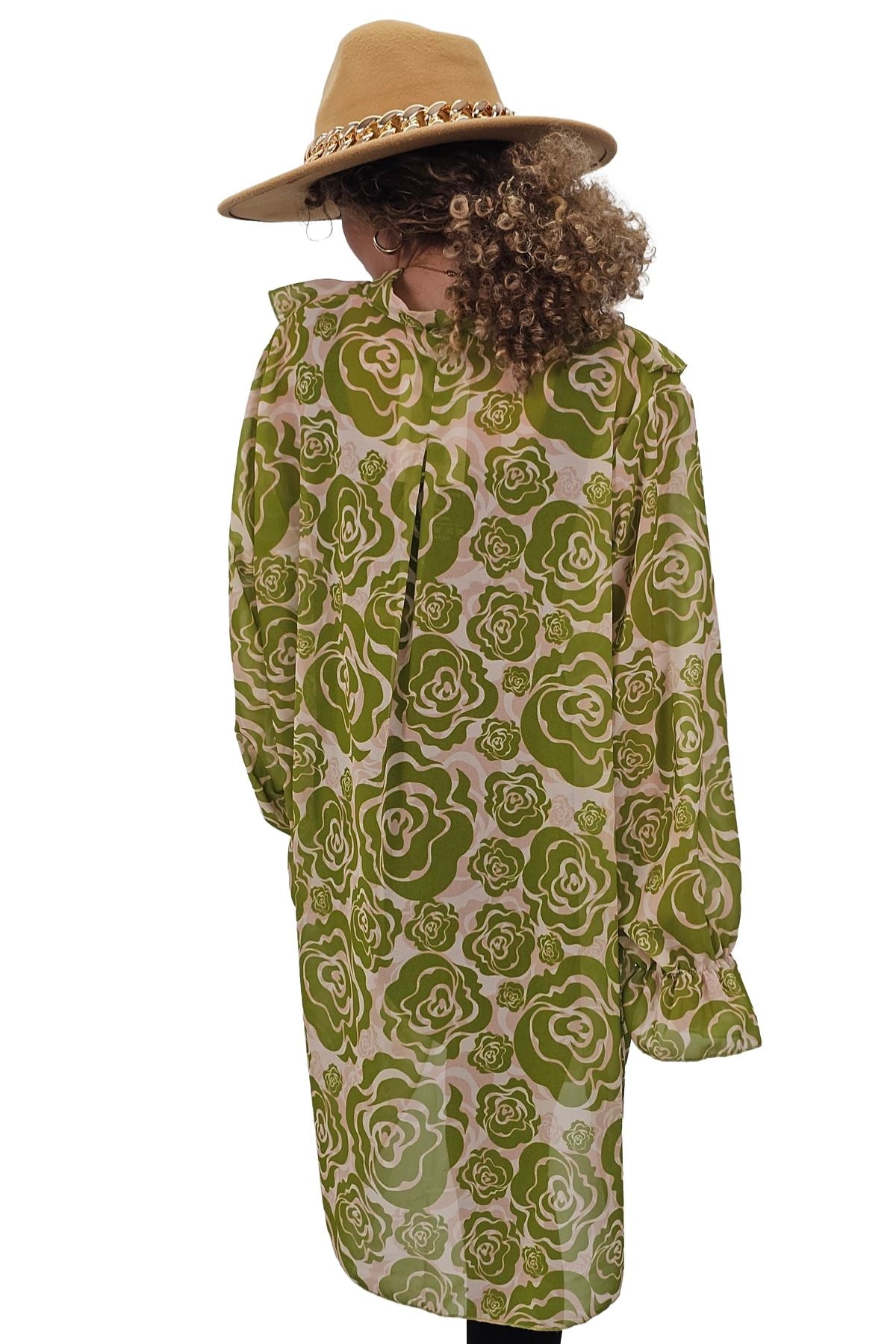 Floral Print Oversized Front Ruffle Top