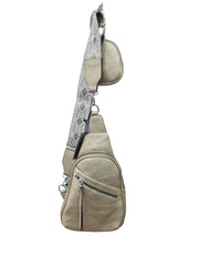 Aztec Print Front Zip Shoulder Bag