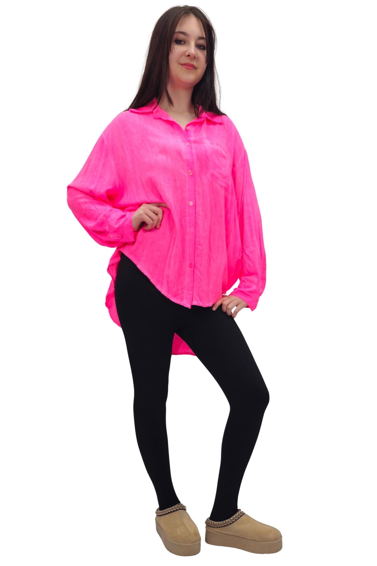 Plain Button-Down Front Shirt