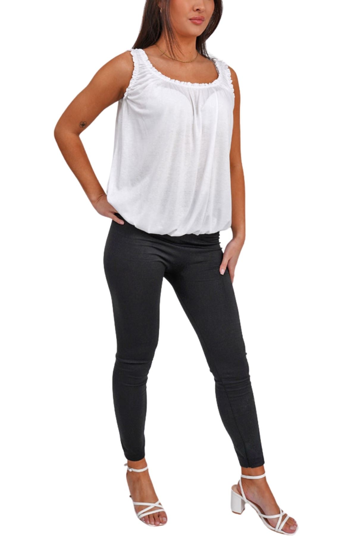 Plain Elasticated Gather Vest Top