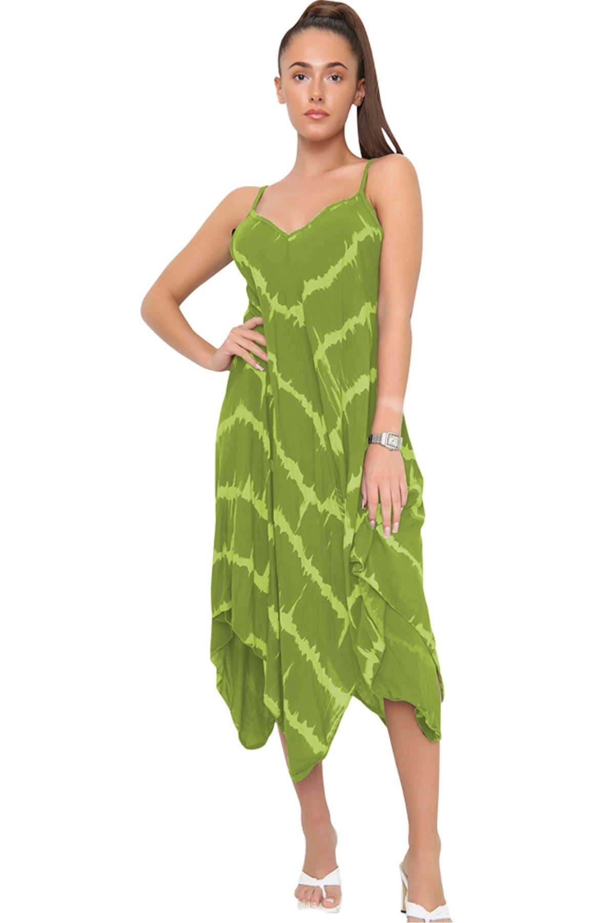 Tie Dye Print Draped Hem Dress