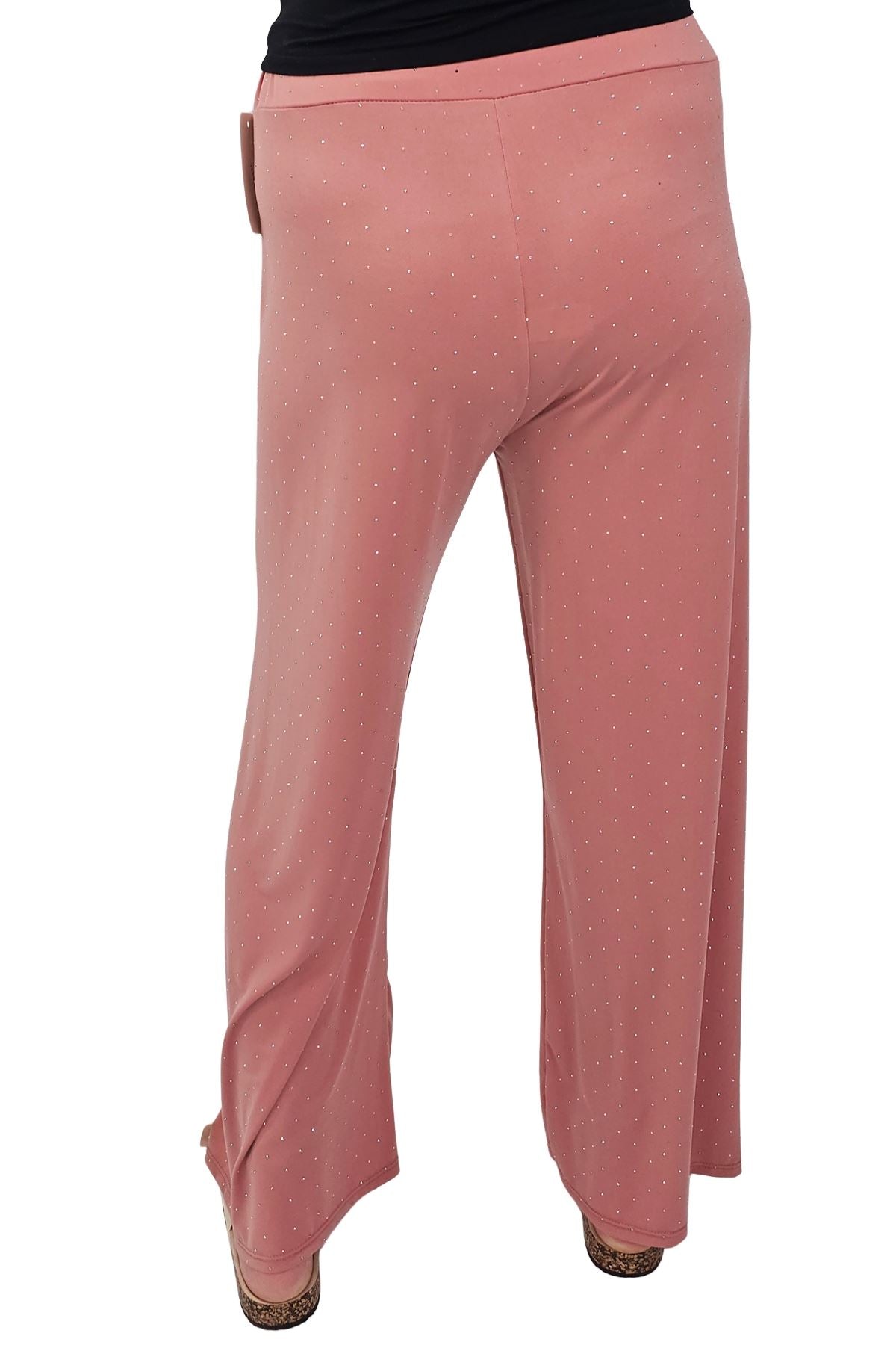Diamante Pattern Wide Leg Trousers
