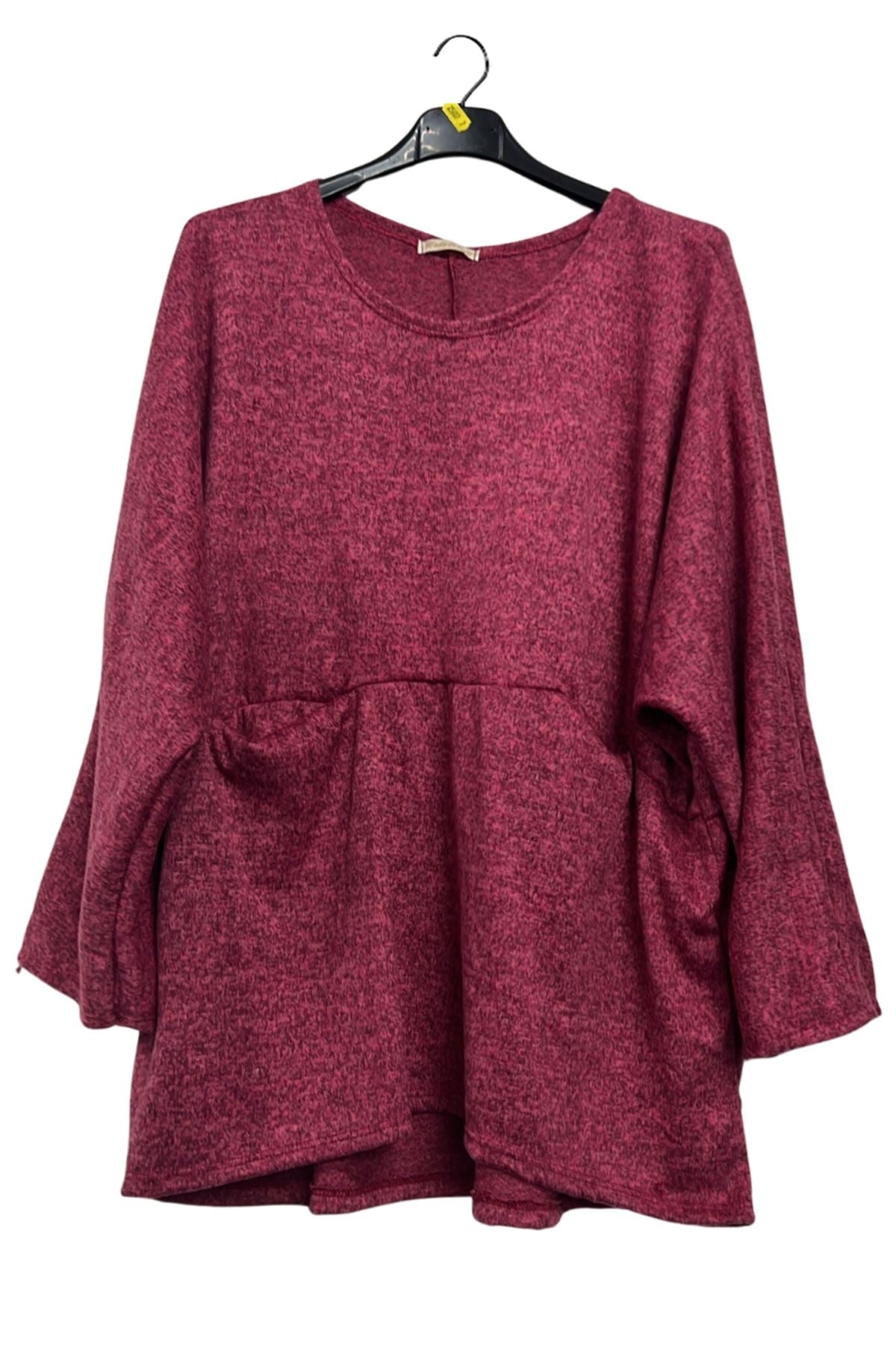 heathered knit shoulder top bulk