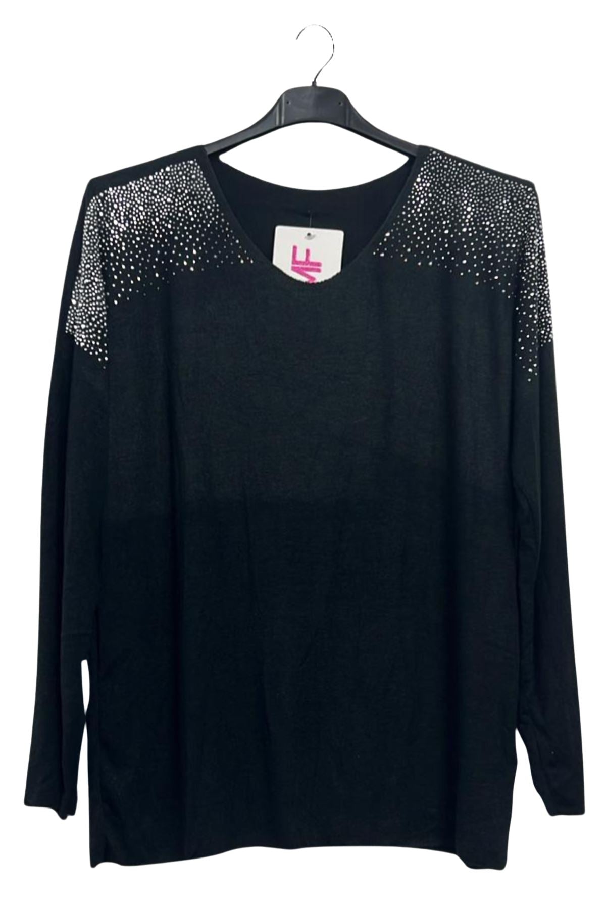 Plain Rhinestone Stud Detail Top