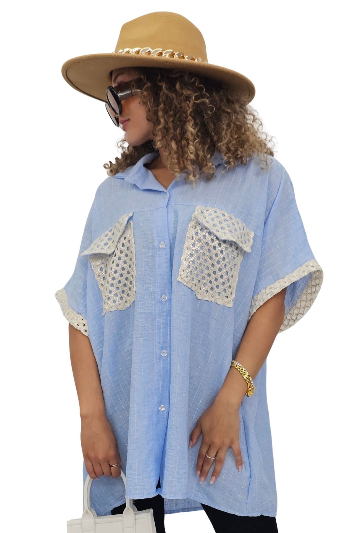 Weave Texture Two Front Flap Pockets Shirt
