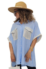 Weave Texture Two Front Flap Pockets Shirt