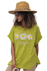 Daisy Flower Print Tunic Cotton Top