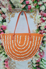 Straw Two Tone Shoulder Bag