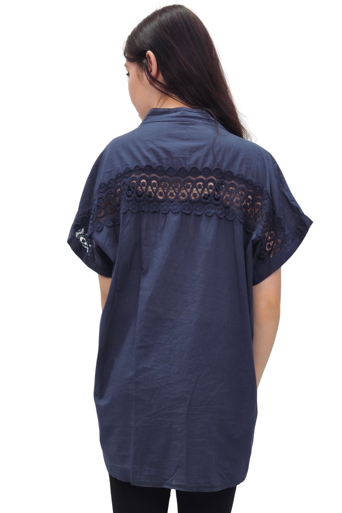 Plain Button-Down Front Cotton Shirt