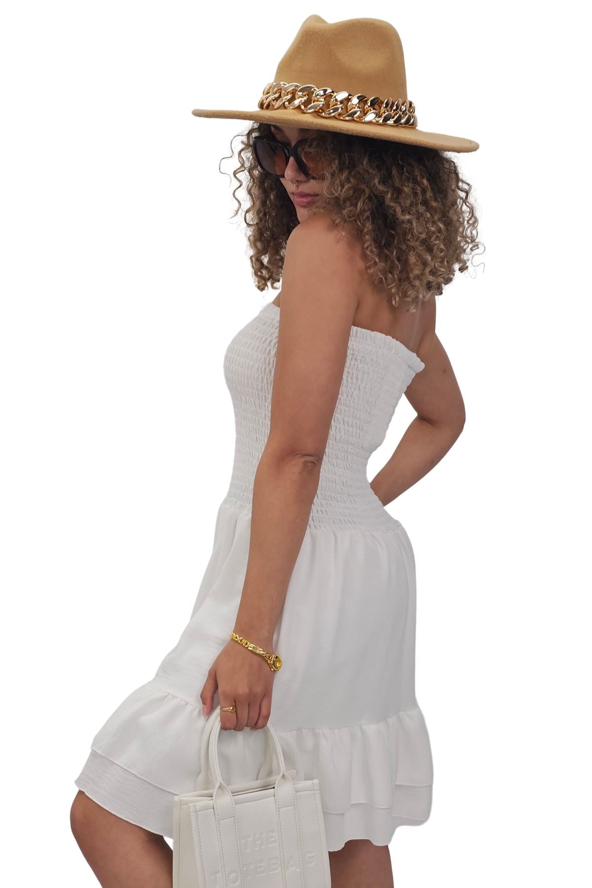 Plain Bandeau Shirred Playsuit
