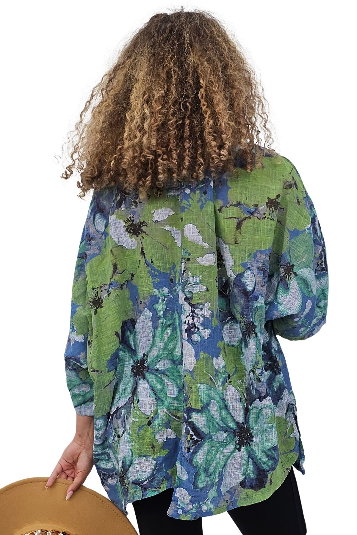 Floral Print Oversized Pocket Tunic Cotton Top