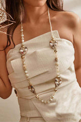Heart Charm Beaded Neutral Tones Necklace