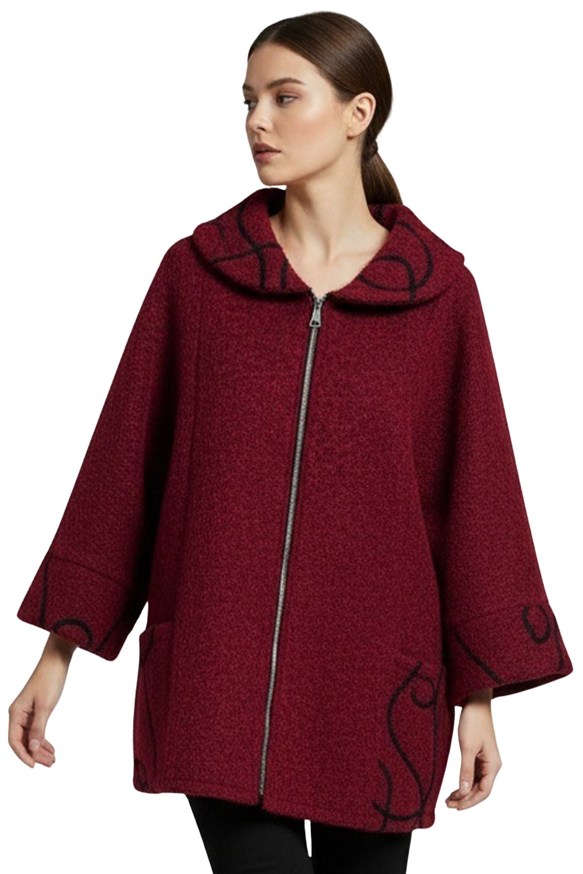 Abstract Swirl Pattern Front Zip Up Jacket