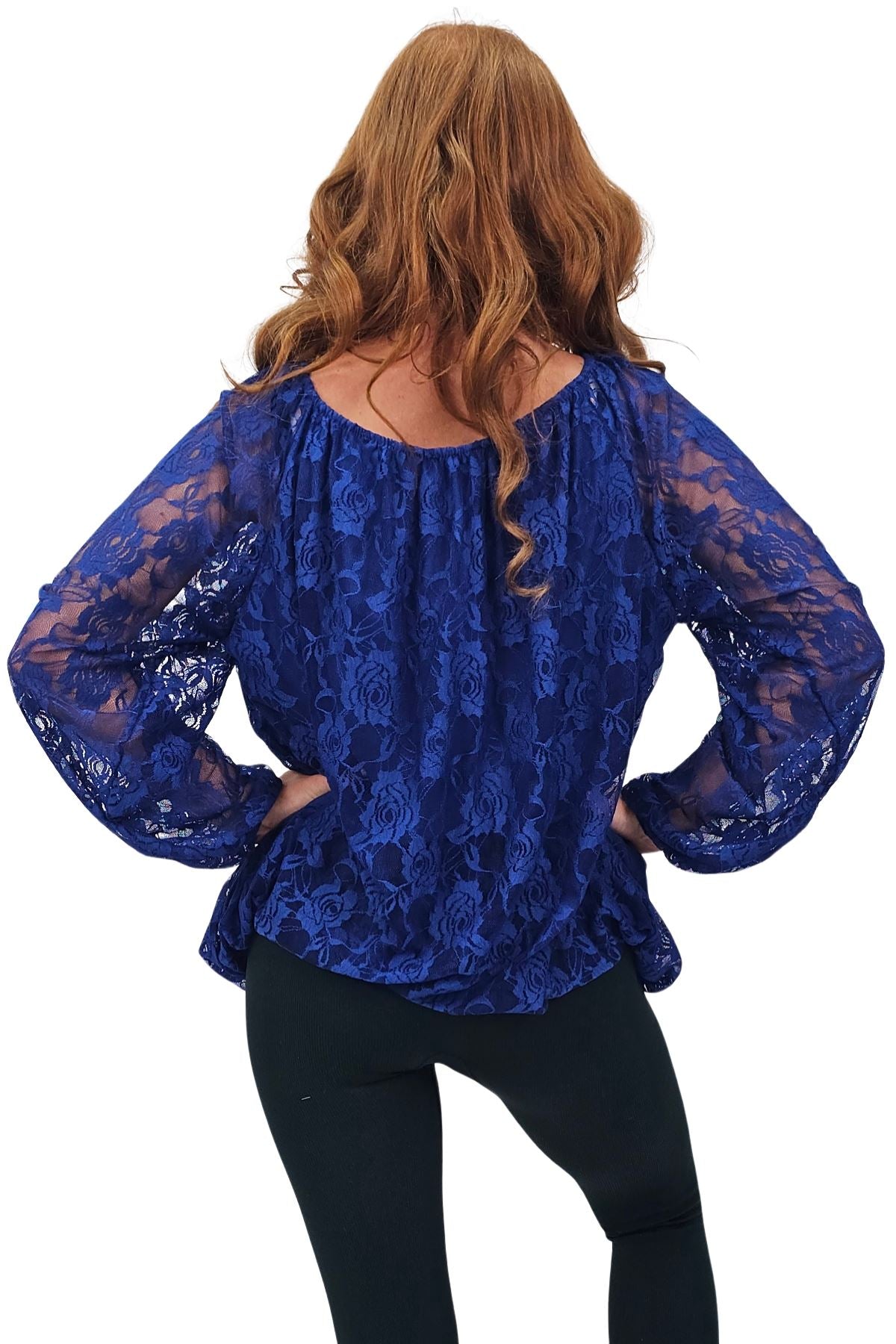 Floral Lace Overlay Curved Hemline Top