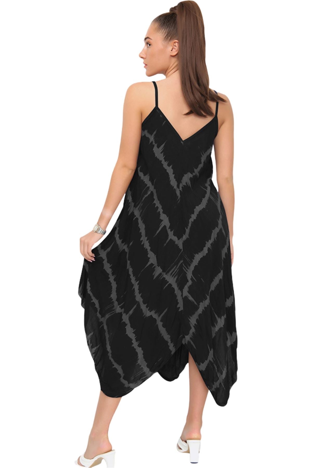 Tie Dye Print Draped Hem Dress