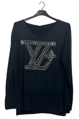 Rhinestones Graphic Pattern Soft Feel Tunic Top