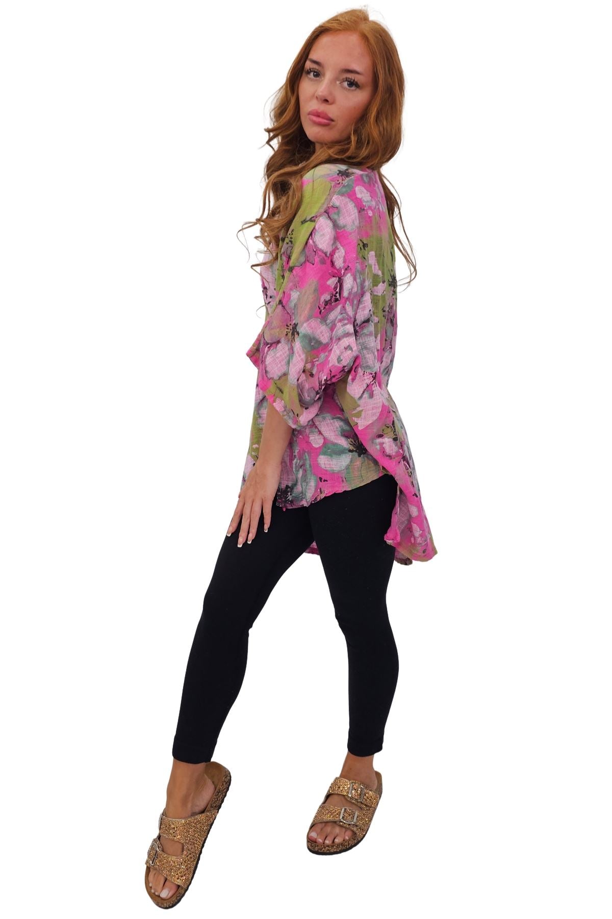 Floral Print Oversized Pocket Tunic Cotton Top