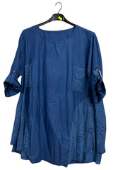 Plain Crochet Patch Pockets Cotton Top