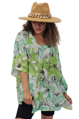 Floral Print Oversized Pocket Tunic Cotton Top