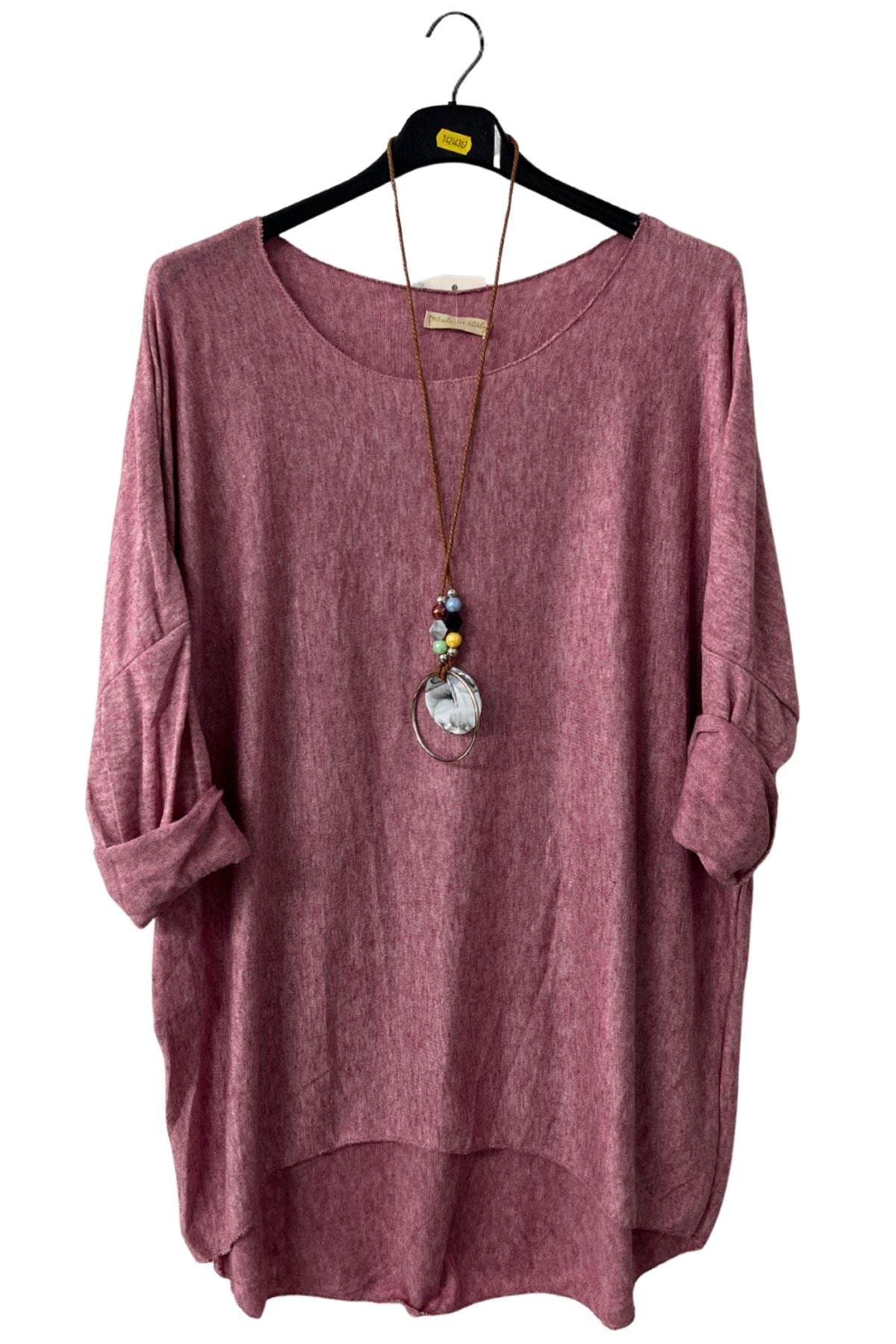 Plain High Low Hem Soft Feel Necklace Top
