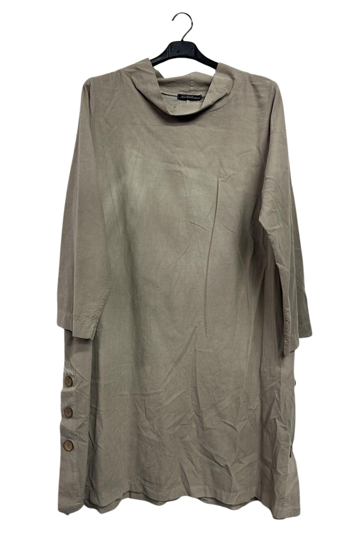 Plain Side Two Pockets Slit Hem Cotton Top