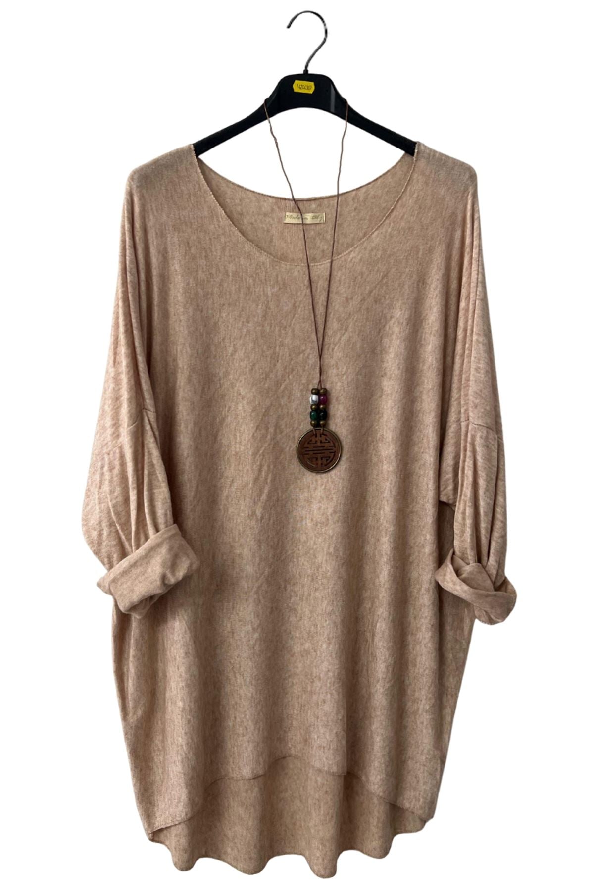 Plain High Low Hem Soft Feel Necklace Top