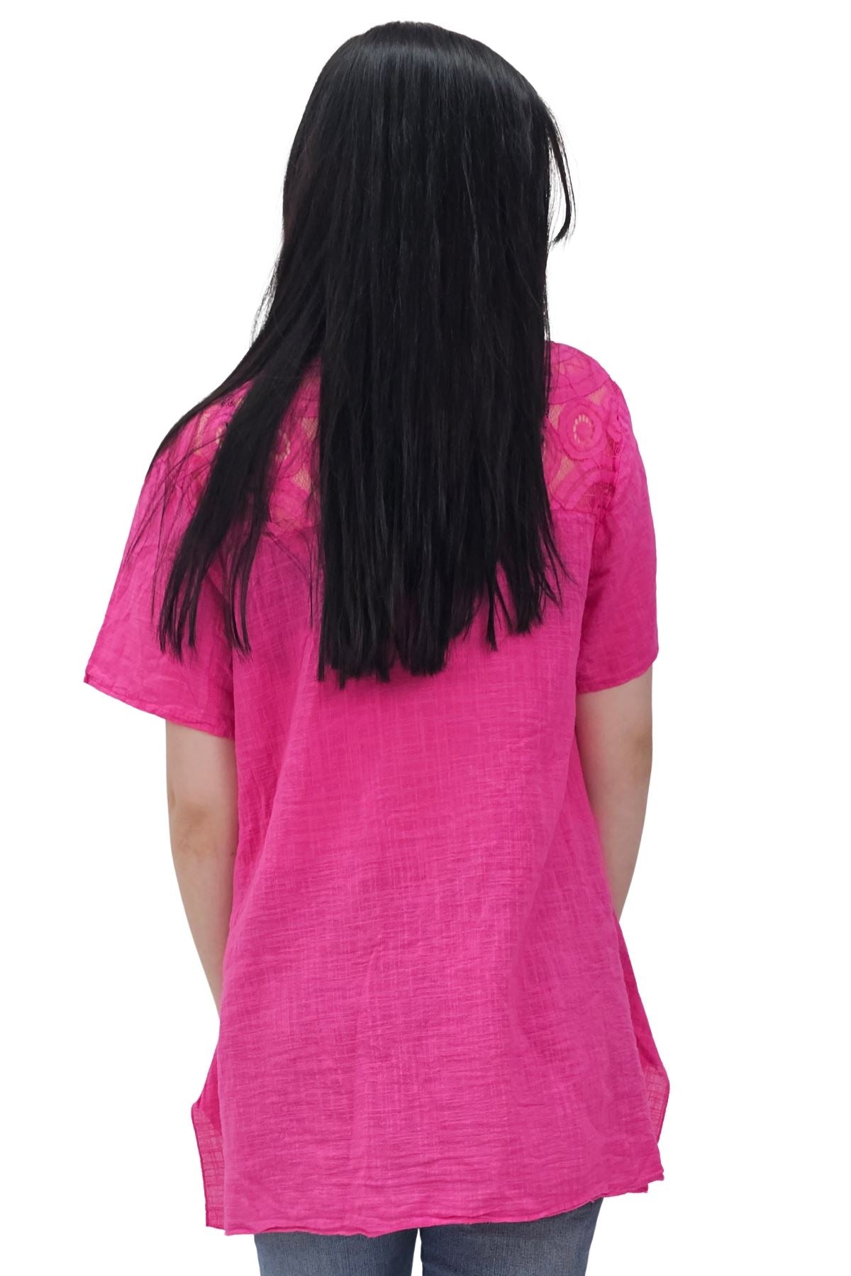Circular Geometric Pattern Side Slit Cotton Top
