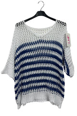Horizontal Stripe Pattern Tunic Cotton Top