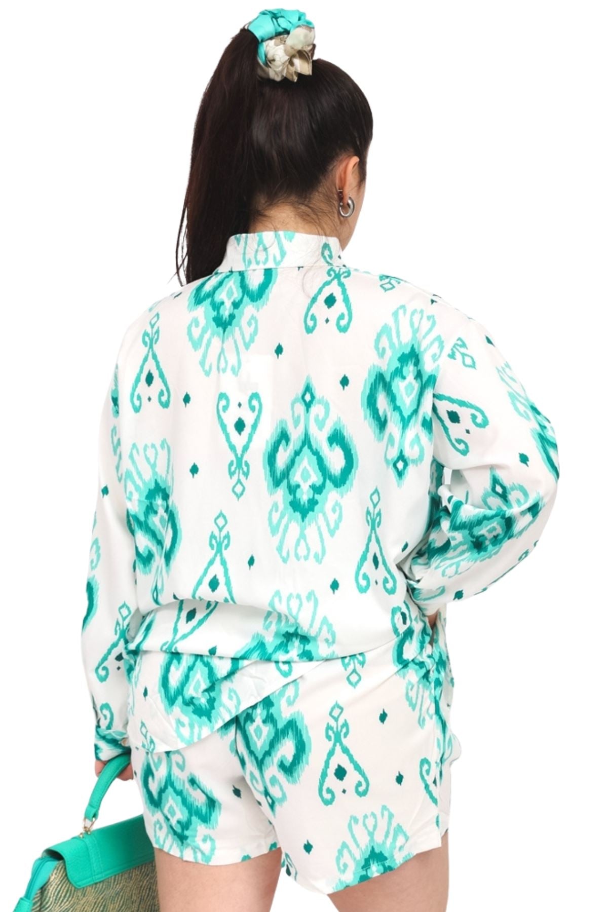 Aztec Print Button Up Elasticated Waistband Co-Ord Set