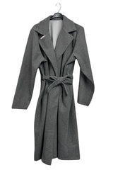 Plain Front Two Pockets Belted Trench Coat
