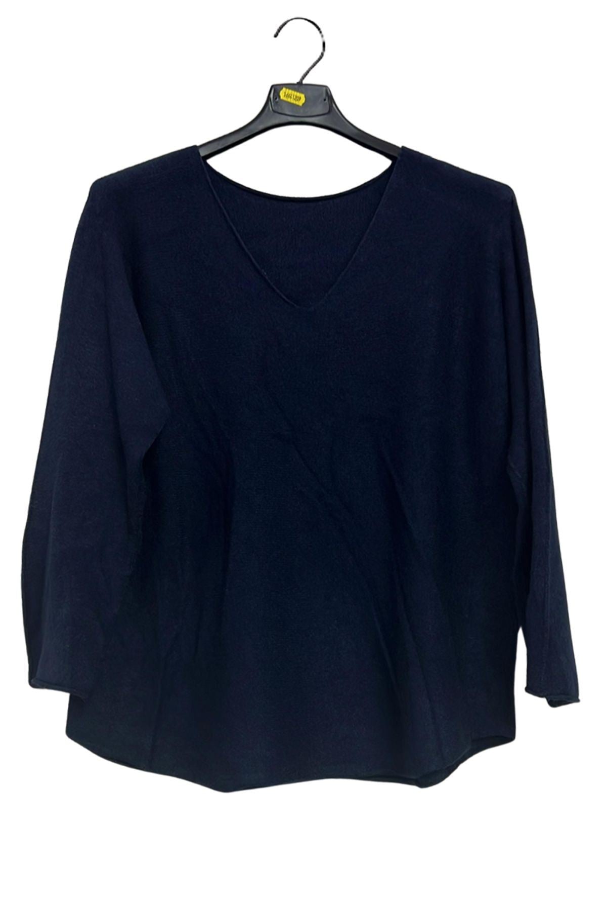 Plain Soft Knitwear Round Hemline Top
