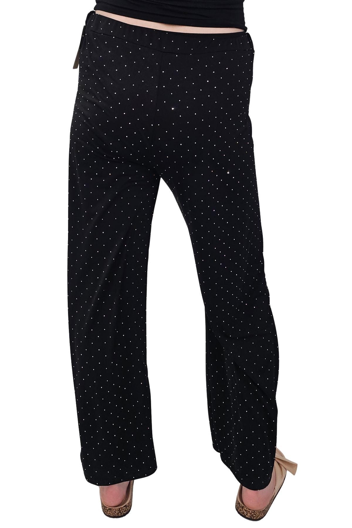 Diamante Pattern Wide Leg Trousers
