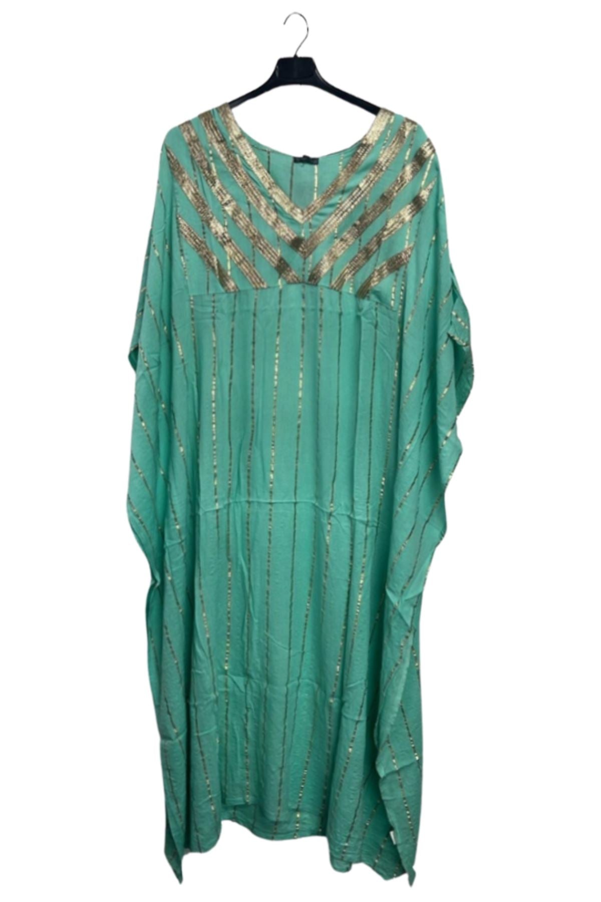Gold Metallic Splash Stripe Overfit Kaftan
