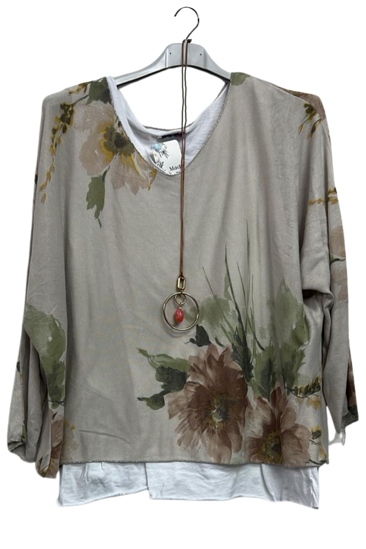 wholesale floral top with necklace