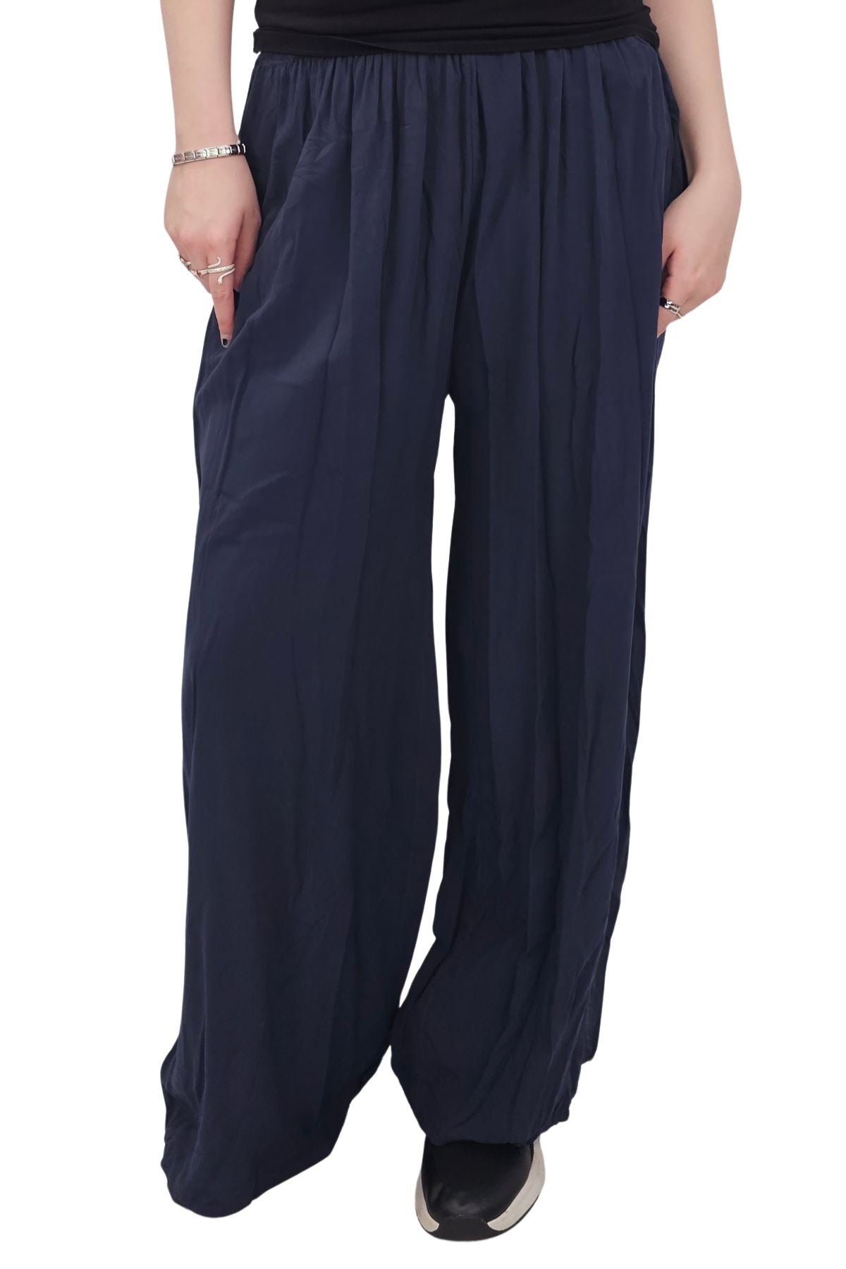 Plain Elasticated Waistband Wide Leg Palazzo