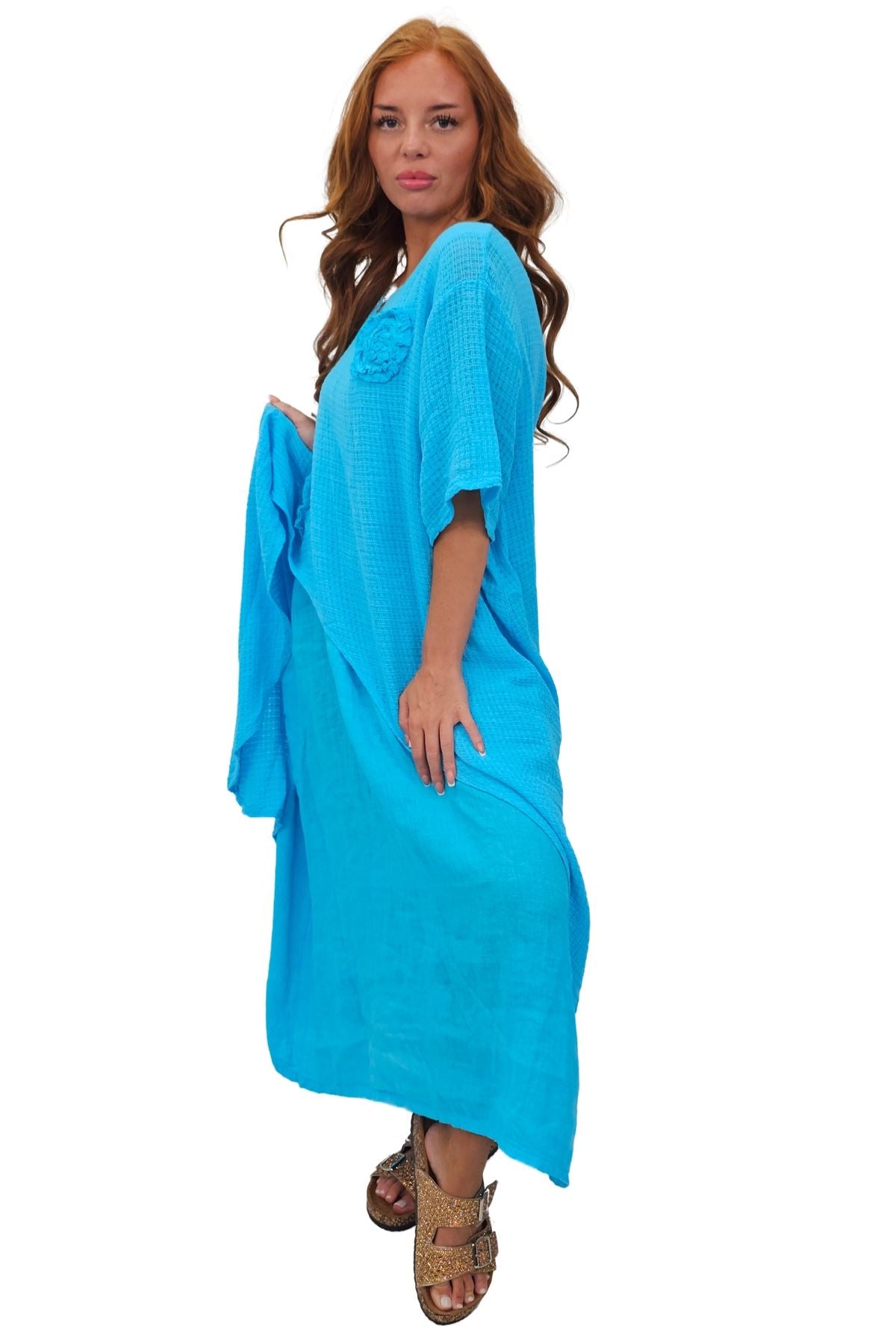 Plain Layered Asymmetrical Linen Dress