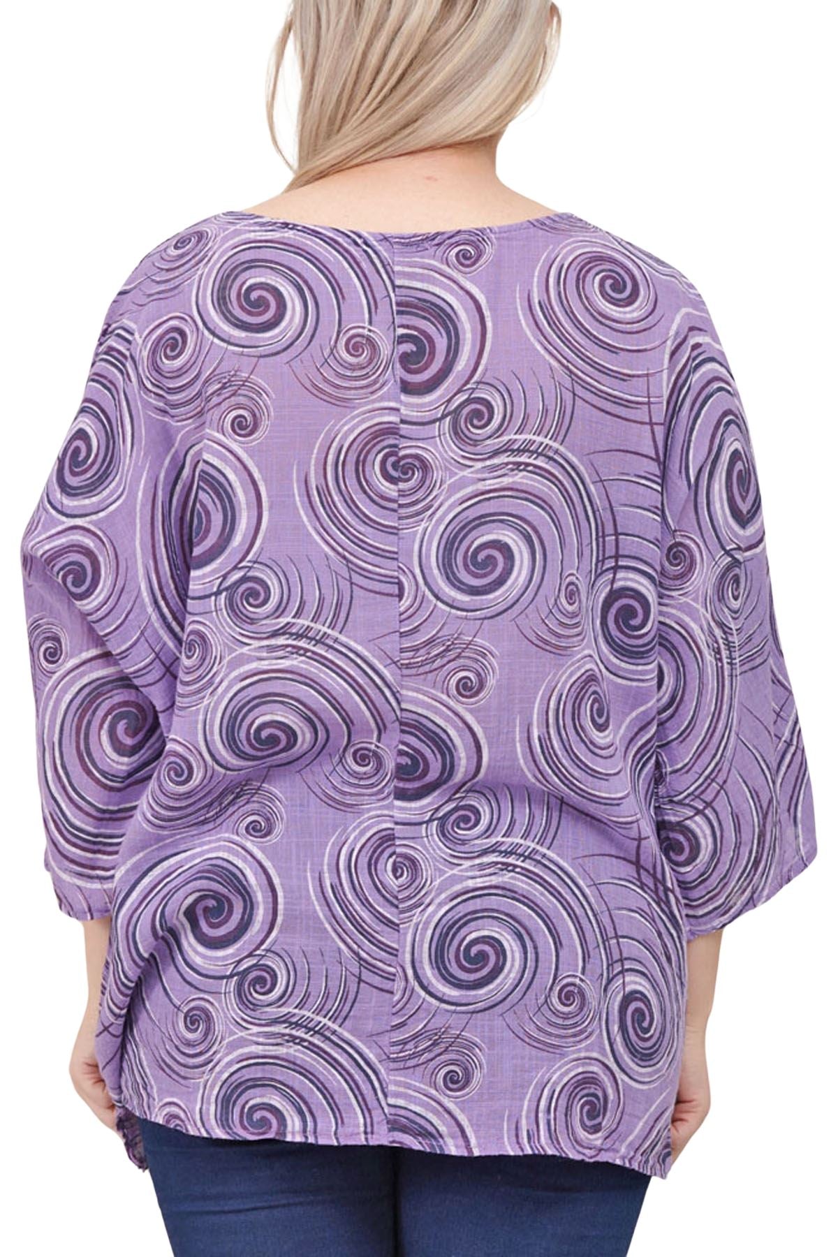 Swirl Print Necklace Cotton Top