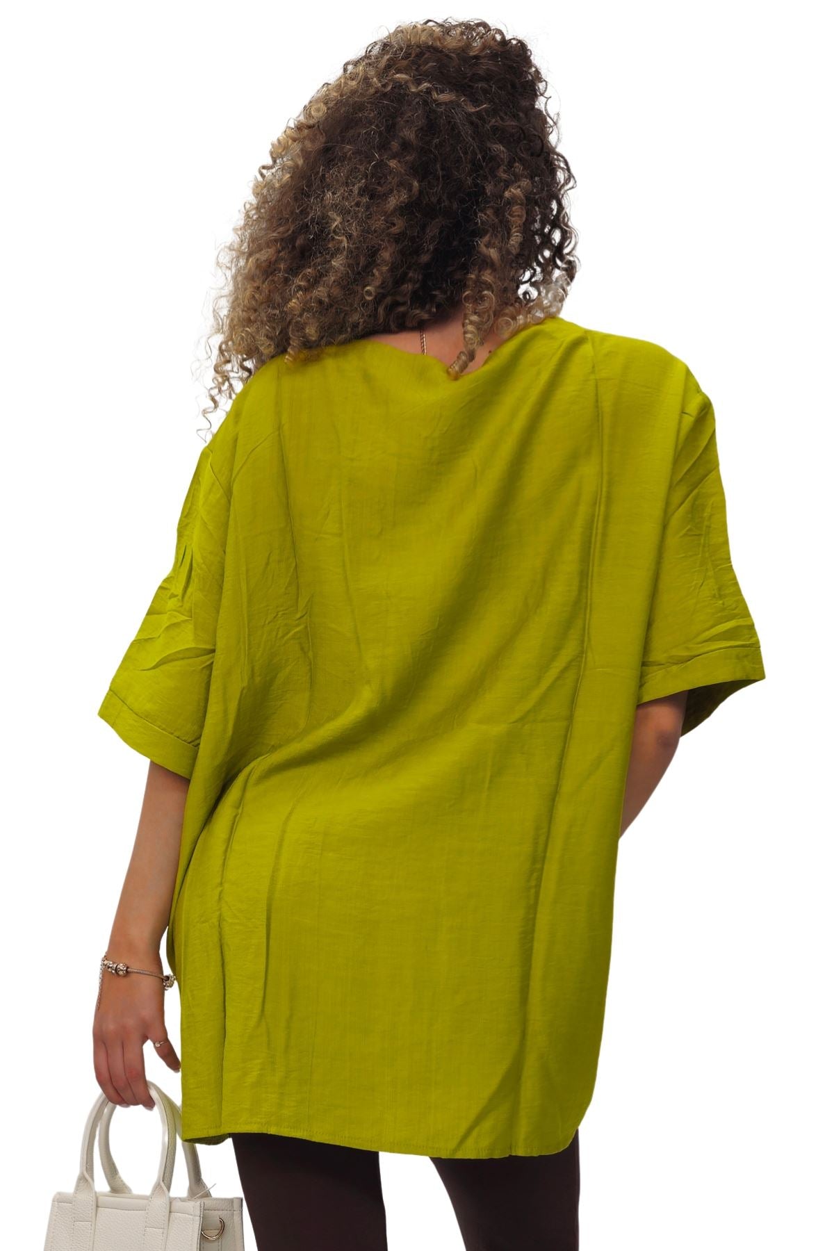 Tree Ring Print Front Button Detail Cotton Top