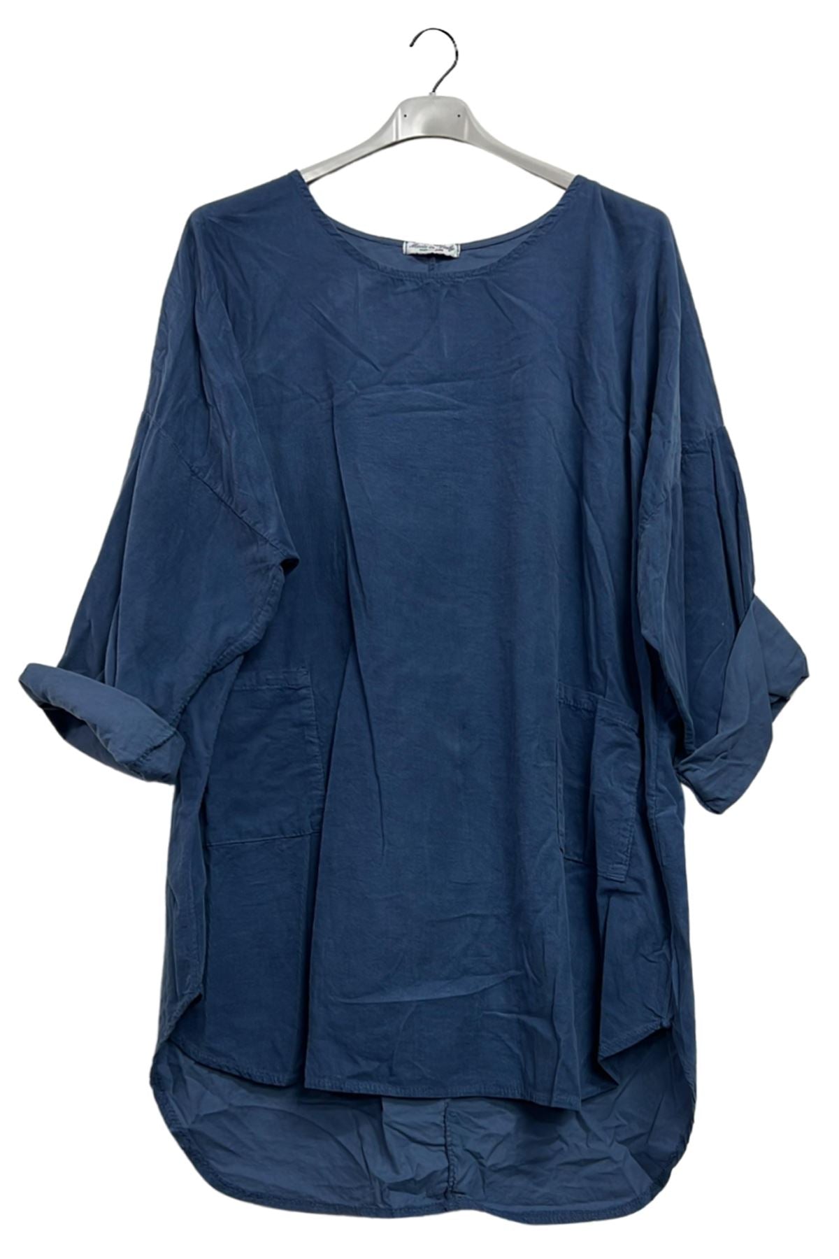 Plain Rounded Edges High Low Hem Cotton Top