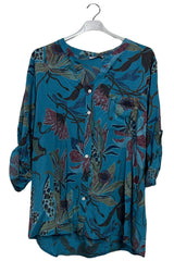Floral Print Button Up Front Pocket Shirt
