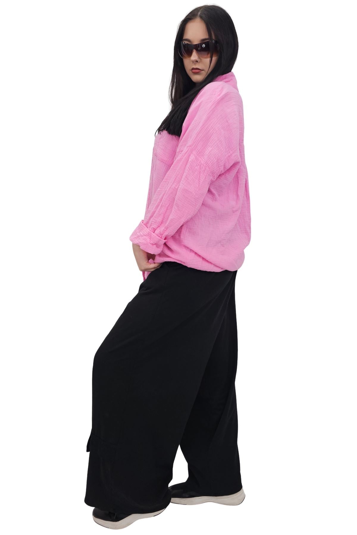 Plain Button Up Pocket Cotton Shirt