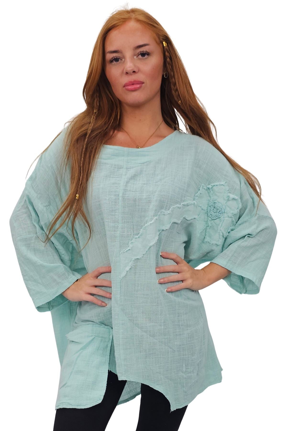 Plain Front Patch Pockets Cotton Top