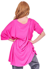 Dual Metallic Foil Hearts Oversized Top