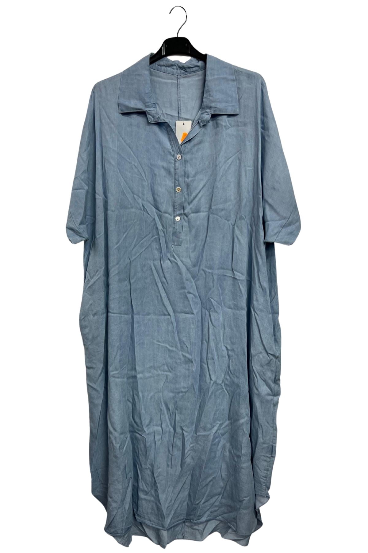 Plain Half-Button Placket Dress