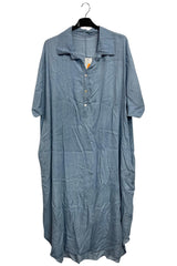 Plain Half-Button Placket Dress