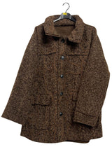 Swirl Pattern Button Closing Front Two Flap Pockets Coat