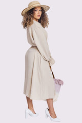 Plain Elastic Cuff Sleeve Dress