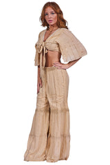 Vertical Metallic Accents Stripes Bohemian Style Co-Ord