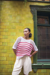 Horizontal Stripe Pattern Tunic Cotton Top